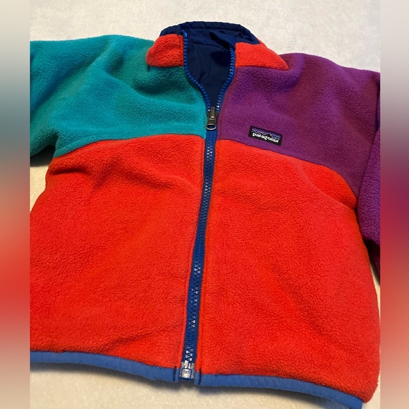 Patagonia Reversible Multicolor Fleece Jacket - Red, Purple, Teal & Blue - Picture 2 of 6
